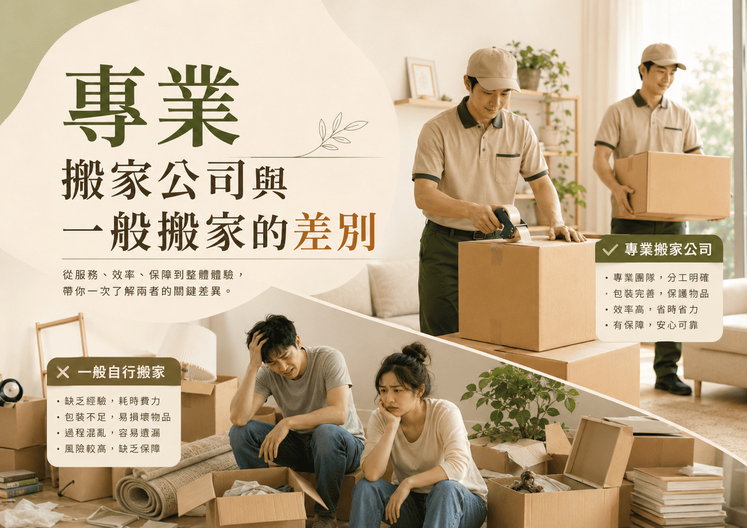 專業搬家公司與一般搬家公司的差別
